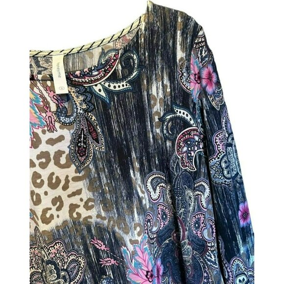 Honey Me Ladies Long Sleeve Purple Cheetah Pattern Scoop Neck Dress SZ Small - Picture 7 of 7